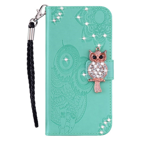 EIDERWOOD Samsung Galaxy S25 Kunstlæder Flip Cover m. Uglemotiv - Turkis