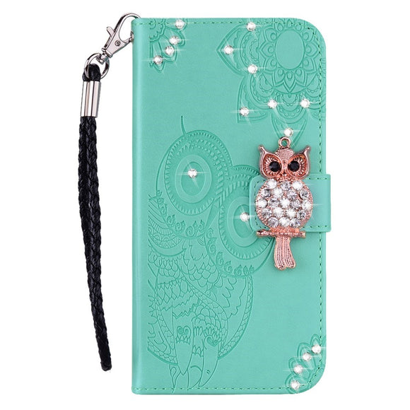 EIDERWOOD Samsung Galaxy S25 Kunstlæder Flip Cover m. Uglemotiv - Turkis