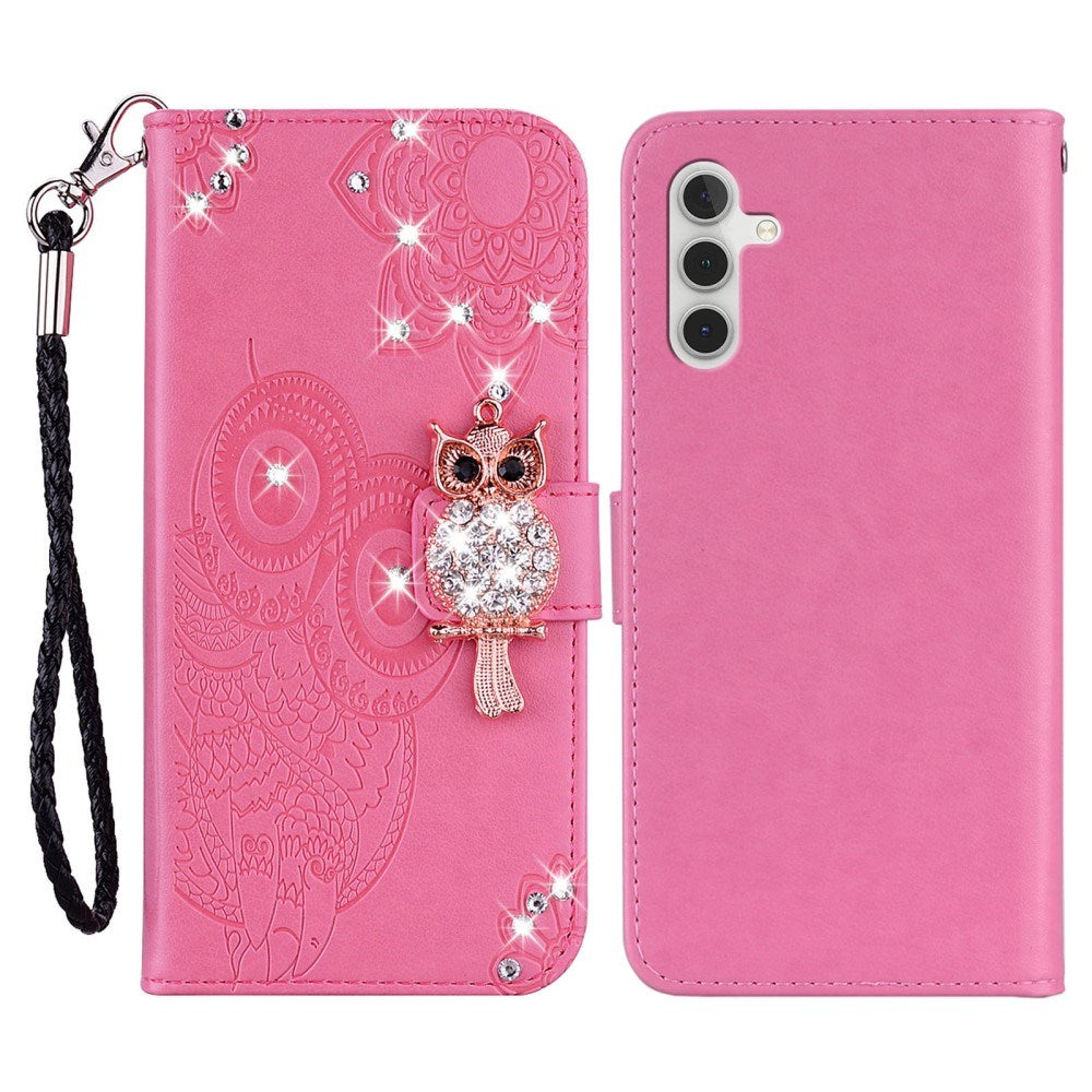 EIDERWOOD Samsung Galaxy S25+ (Plus) Kunstlæder Flip Cover m. Uglemotiv - Lyserød