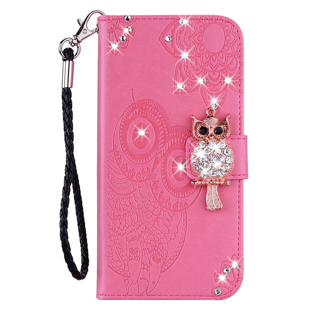 EIDERWOOD Samsung Galaxy S25+ (Plus) Kunstlæder Flip Cover m. Uglemotiv - Lyserød