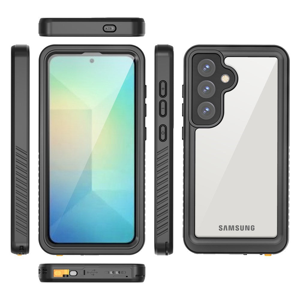 Samsung Galaxy S25 Redpepper IP68 Certificeret Vandtæt Cover - Sort / Gennemsigtig