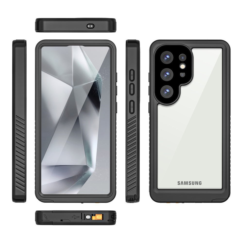 Samsung Galaxy S25 Ultra Redpepper IP68 Certificeret Vandtæt Cover - Sort / Gennemsigtig