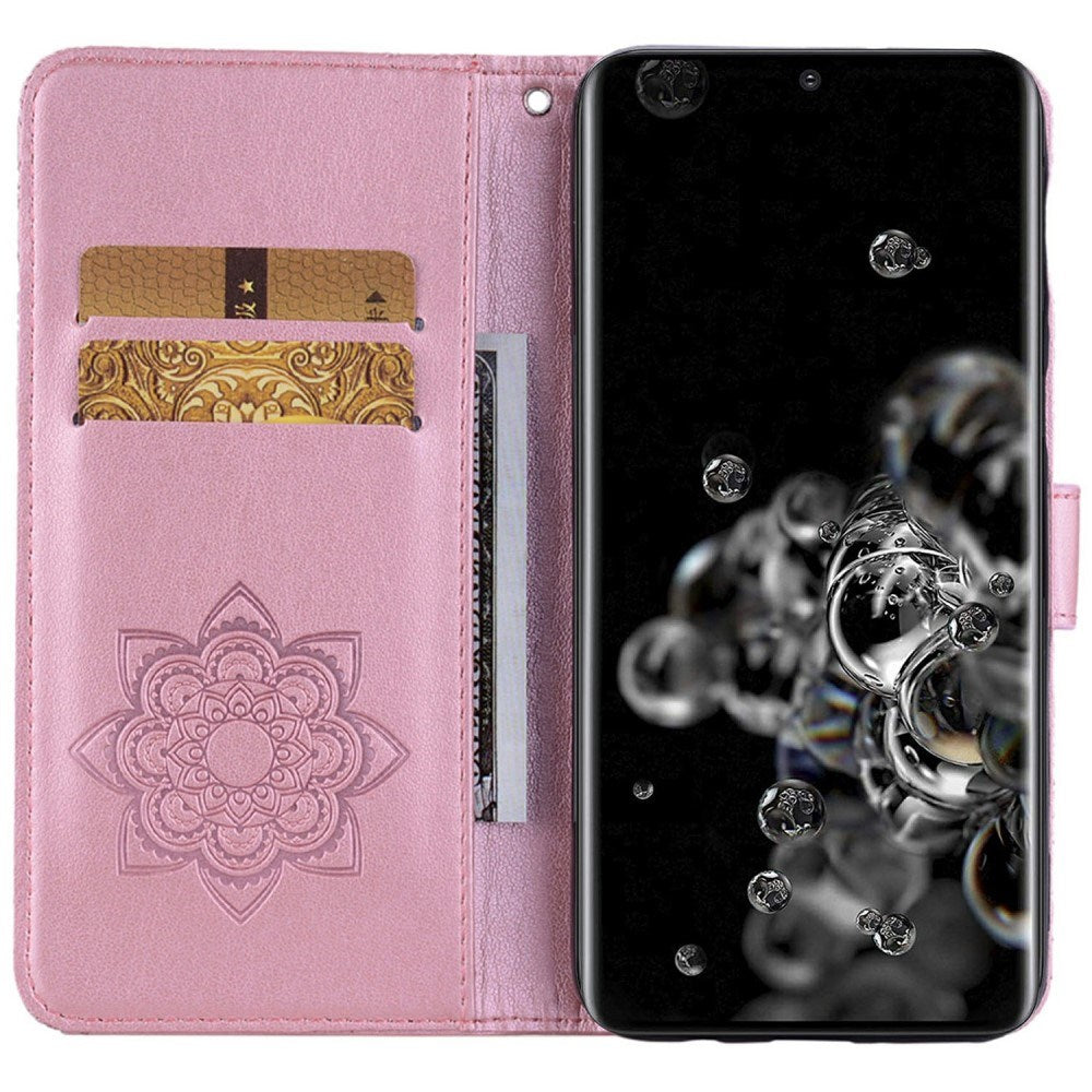 EIDERWOOD Samsung Galaxy S25 Ultra Kunstlæder Flip Cover m. Uglemotiv - Lyserød
