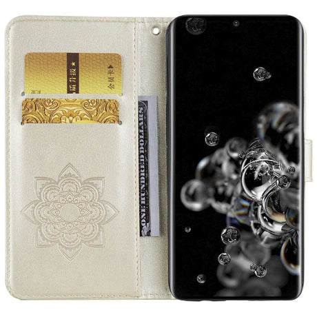 EIDERWOOD Samsung Galaxy S25 Ultra Kunstlæder Flip Cover m. Uglemotiv - Guld
