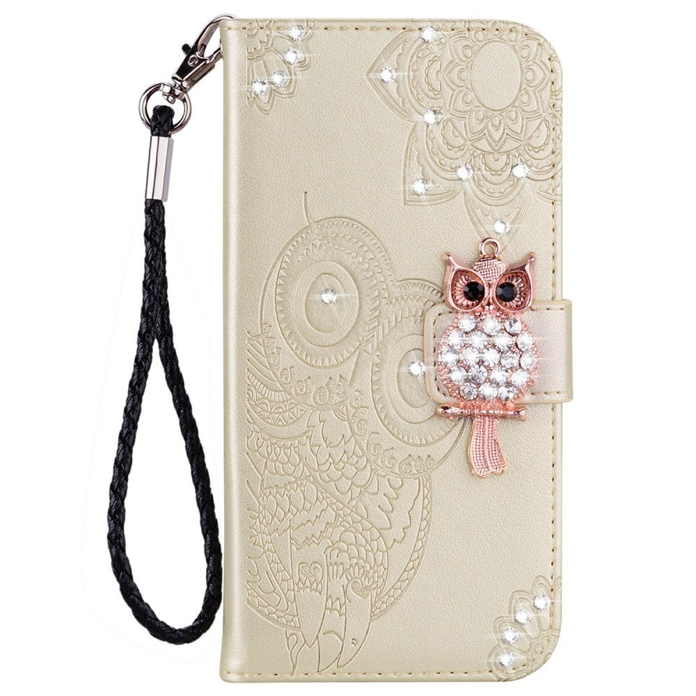 EIDERWOOD Samsung Galaxy S25 Ultra Kunstlæder Flip Cover m. Uglemotiv - Guld