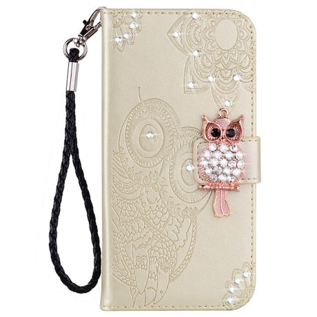 EIDERWOOD Samsung Galaxy S25 Ultra Kunstlæder Flip Cover m. Uglemotiv - Guld