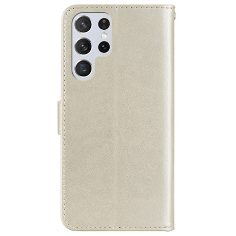 EIDERWOOD Samsung Galaxy S25 Ultra Kunstlæder Flip Cover m. Uglemotiv - Guld