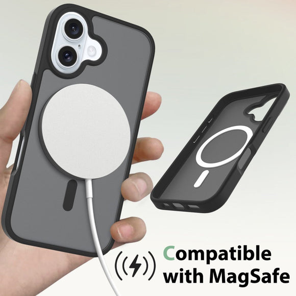 EIDERWOOD iPhone 16 Mat Hybrid Cover - MagSafe Kompatibel - Sort / Gennemsigtig