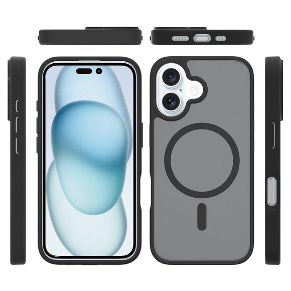 EIDERWOOD iPhone 16 Mat Hybrid Cover - MagSafe Kompatibel - Sort / Gennemsigtig