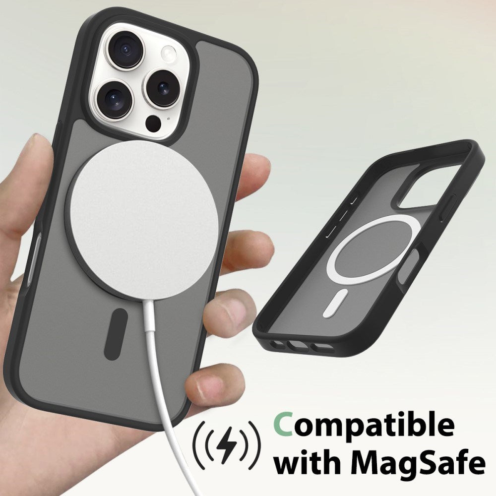 EIDERWOOD iPhone 16 Pro Max Mat Hybrid Cover - MagSafe Kompatibel - Sort / Gennemsigtig