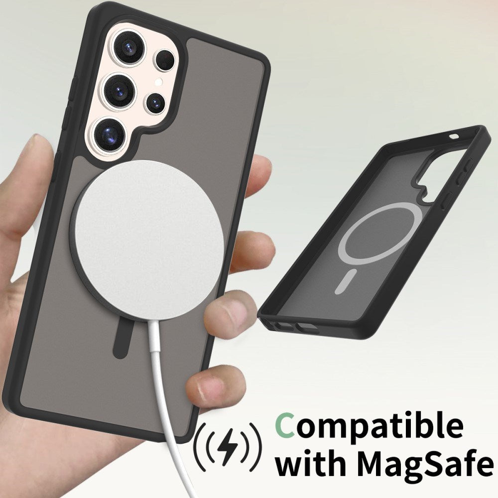 EIDERWOOD Samsung Galaxy S25 Ultra Mat Hybrid Cover - MagSafe Kompatibel - Sort / Gennemsigtig