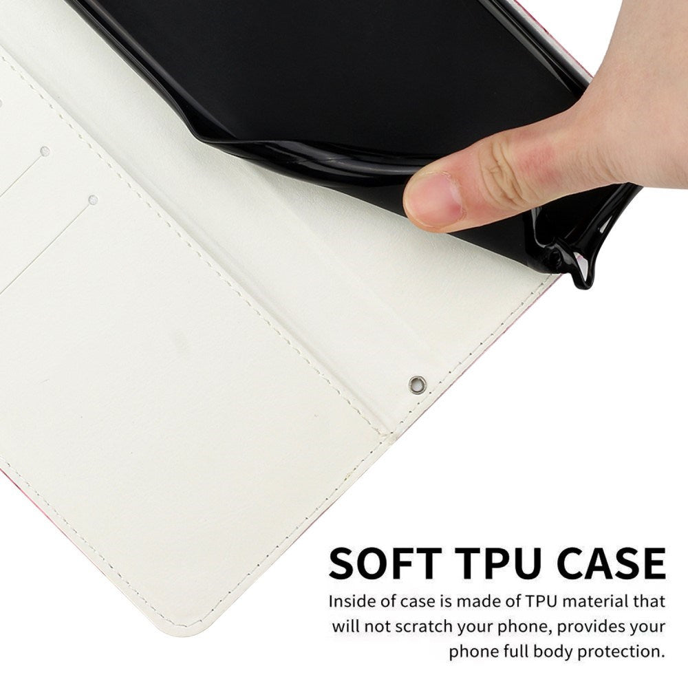 EIDERWOOD iPhone 16 Pro Max Kunstlæder Flip Cover m. Pung & Strop - Marmor Design - Lyserød