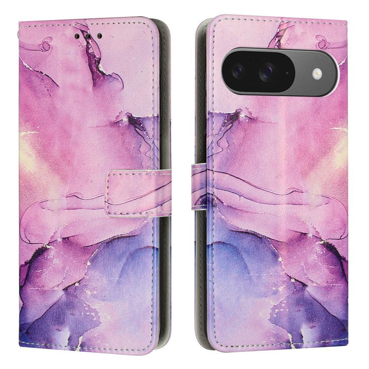 EIDERWOOD Google Pixel 10 / 10 Pro / 9 / 9 Pro Marmor Kunstlæder Flip Cover m. Strop - Lilla