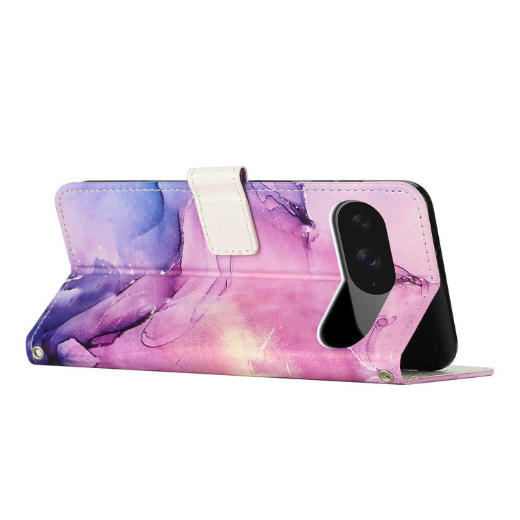 EIDERWOOD Google Pixel 10 / 10 Pro / 9 / 9 Pro Marmor Kunstlæder Flip Cover m. Strop - Lilla