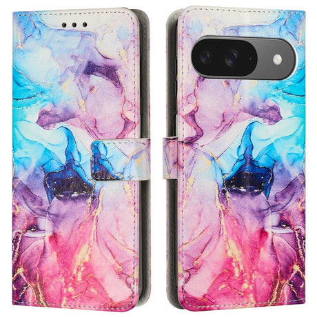 EIDERWOOD Google Pixel 10 / 10 Pro / 9 / 9 Pro Marmor Kunstlæder Flip Cover m. Strop - Lyserød / Lilla