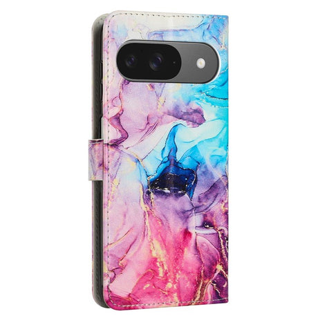 EIDERWOOD Google Pixel 10 / 10 Pro / 9 / 9 Pro Marmor Kunstlæder Flip Cover m. Strop - Lyserød / Lilla
