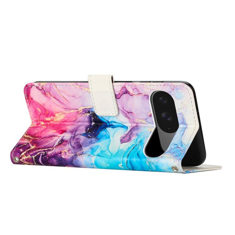 EIDERWOOD Google Pixel 10 / 10 Pro / 9 / 9 Pro Marmor Kunstlæder Flip Cover m. Strop - Lyserød / Lilla