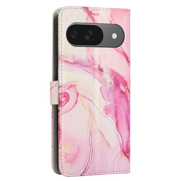 EIDERWOOD Google Pixel 10 / 10 Pro / 9 / 9 Pro Marmor Kunstlæder Flip Cover m. Strop - Rose Gold