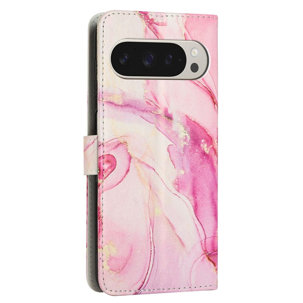 EIDERWOOD Google Pixel 10 Pro XL / 9 Pro XL Marmormønstret Kunstlæder Flip Cover m. Strop - Lyserød