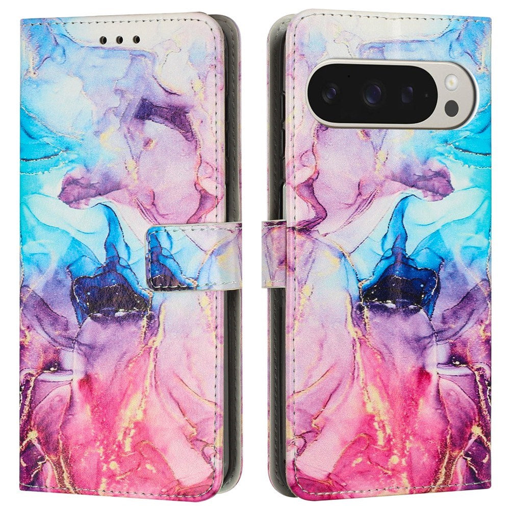 EIDERWOOD Google Pixel 10 Pro XL / 9 Pro XL Marmormønstret Kunstlæder Flip Cover m. Strop - Lyserød / Lilla