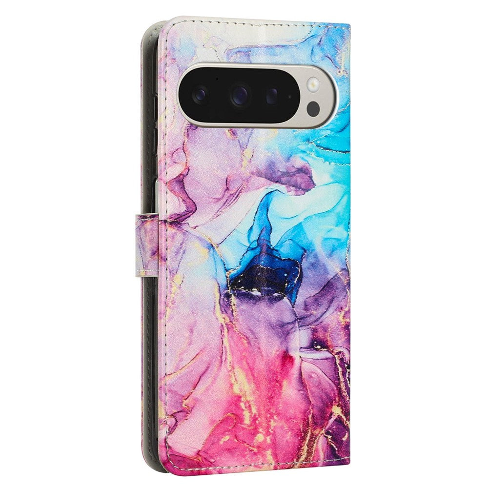 EIDERWOOD Google Pixel 10 Pro XL / 9 Pro XL Marmormønstret Kunstlæder Flip Cover m. Strop - Lyserød / Lilla