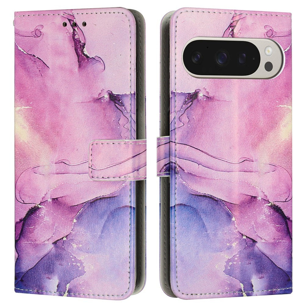 EIDERWOOD Google Pixel 10 Pro XL / 9 Pro XL Marmormønstret Kunstlæder Flip Cover m. Strop - Lilla