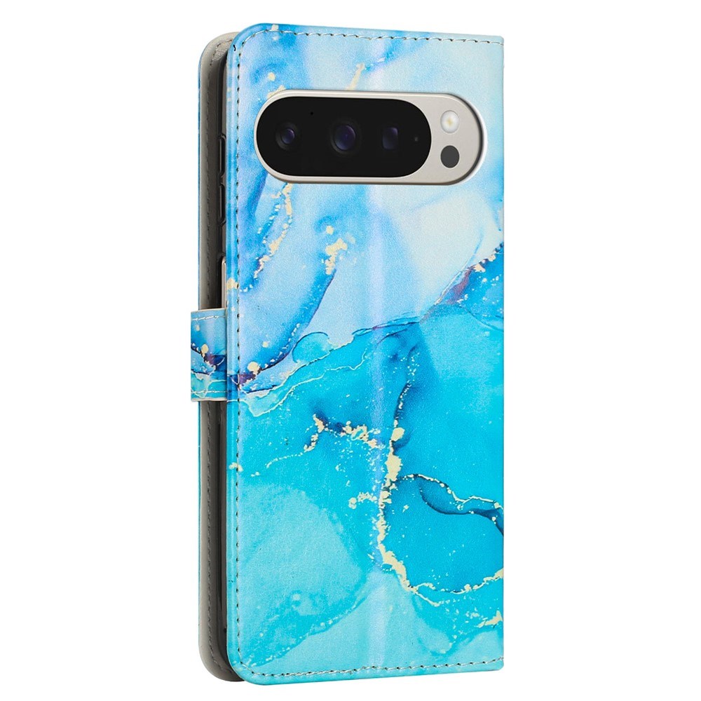 EIDERWOOD Google Pixel 10 Pro XL / 9 Pro XL Marmormønstret Kunstlæder Flip Cover m. Strop - Blå