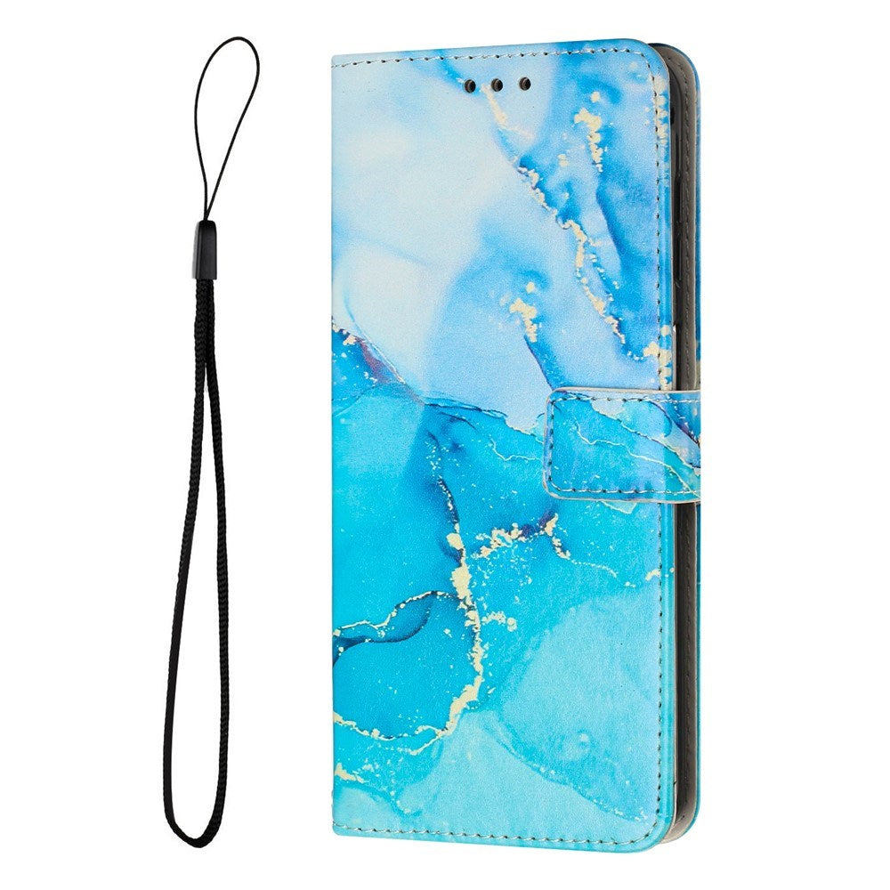 EIDERWOOD Google Pixel 10 Pro XL / 9 Pro XL Marmormønstret Kunstlæder Flip Cover m. Strop - Blå