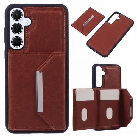 EIDERWOOD Samsung Galaxy S25 2-i-1 Vegansk Læder Cover m. Kortholder & Ståfunktion - Brun