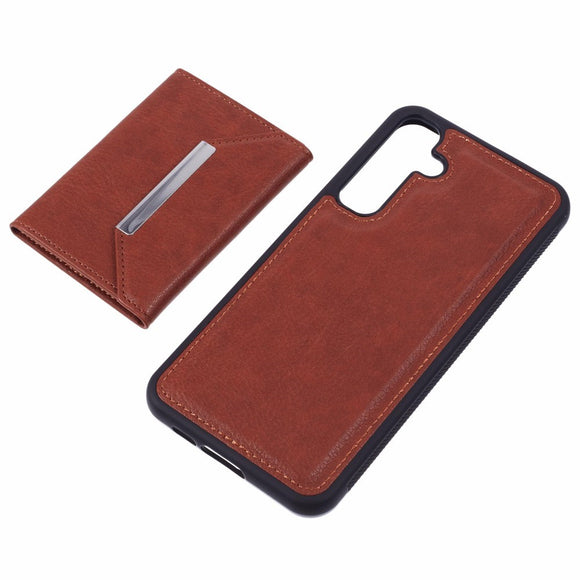 EIDERWOOD Samsung Galaxy S25 2-i-1 Vegansk Læder Cover m. Kortholder & Ståfunktion - Brun