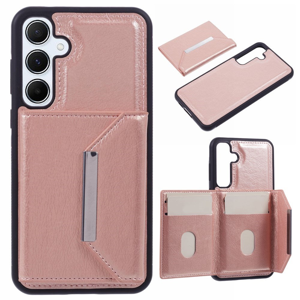 EIDERWOOD Samsung Galaxy S25 2-i-1 Vegansk Læder Cover m. Kortholder & Ståfunktion - Lyserød