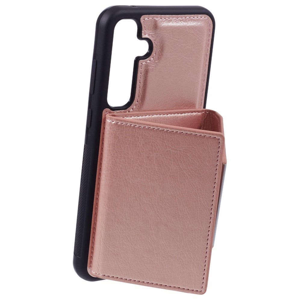 EIDERWOOD Samsung Galaxy S25 2-i-1 Vegansk Læder Cover m. Kortholder & Ståfunktion - Lyserød