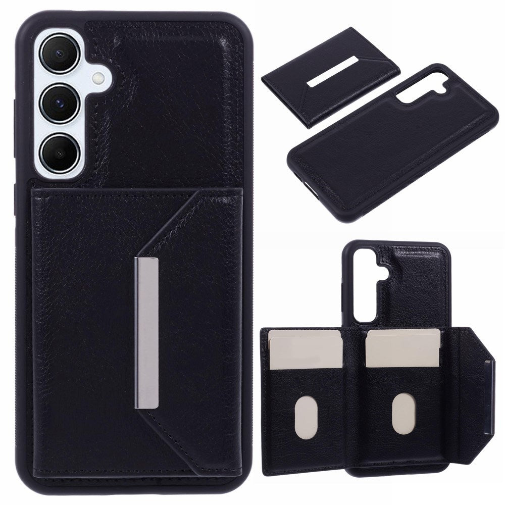 EIDERWOOD Samsung Galaxy S25 2-i-1 Vegansk Læder Cover m. Kortholder & Ståfunktion - Sort
