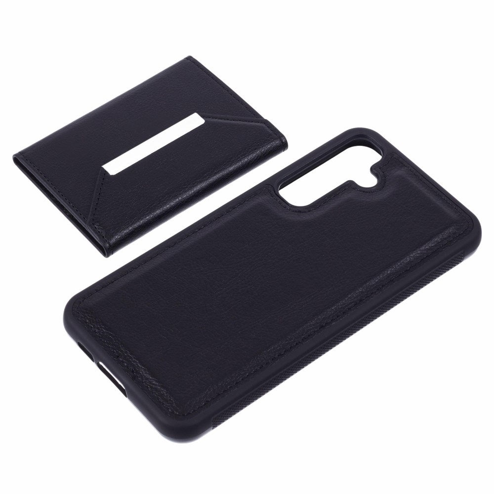 EIDERWOOD Samsung Galaxy S25 2-i-1 Vegansk Læder Cover m. Kortholder & Ståfunktion - Sort