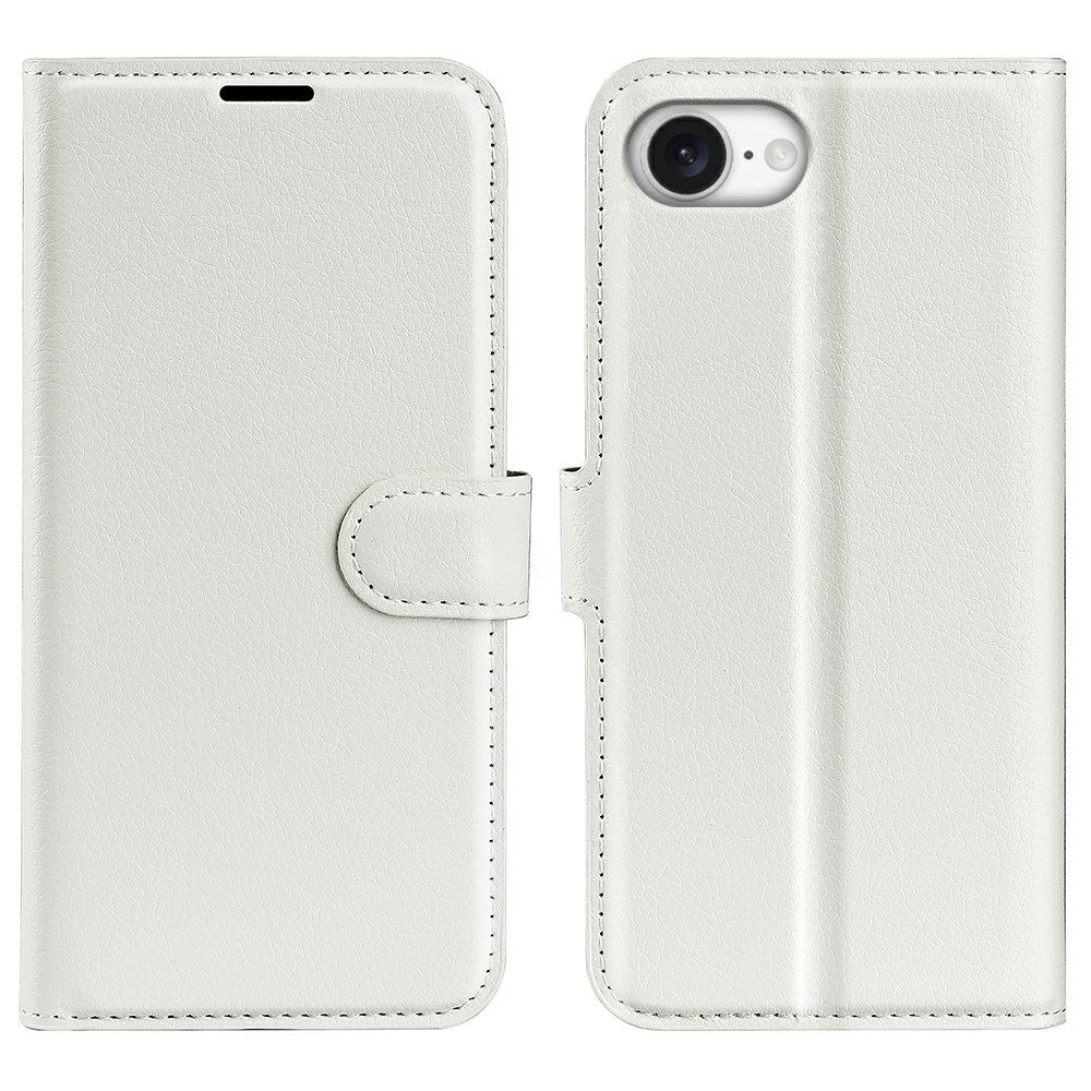 EIDERWOOD iPhone 17e / 16e Kunstlæder Flip Cover m. Kortholder & Ståfunktion - Hvid