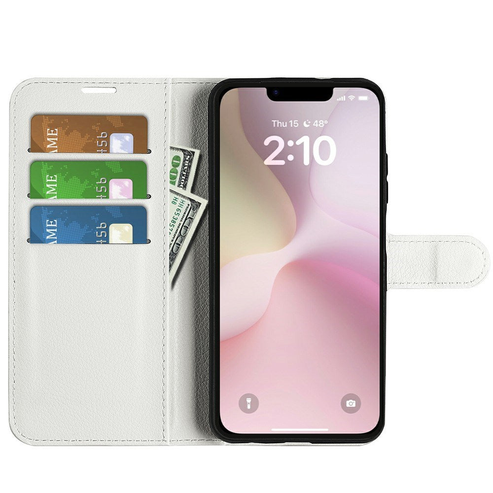 EIDERWOOD iPhone 17e / 16e Kunstlæder Flip Cover m. Kortholder & Ståfunktion - Hvid