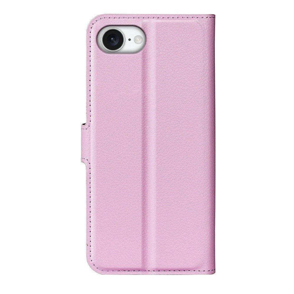 EIDERWOOD iPhone 17e / 16e Kunstlæder Flip Cover m. Kortholder & Ståfunktion - Lyserød