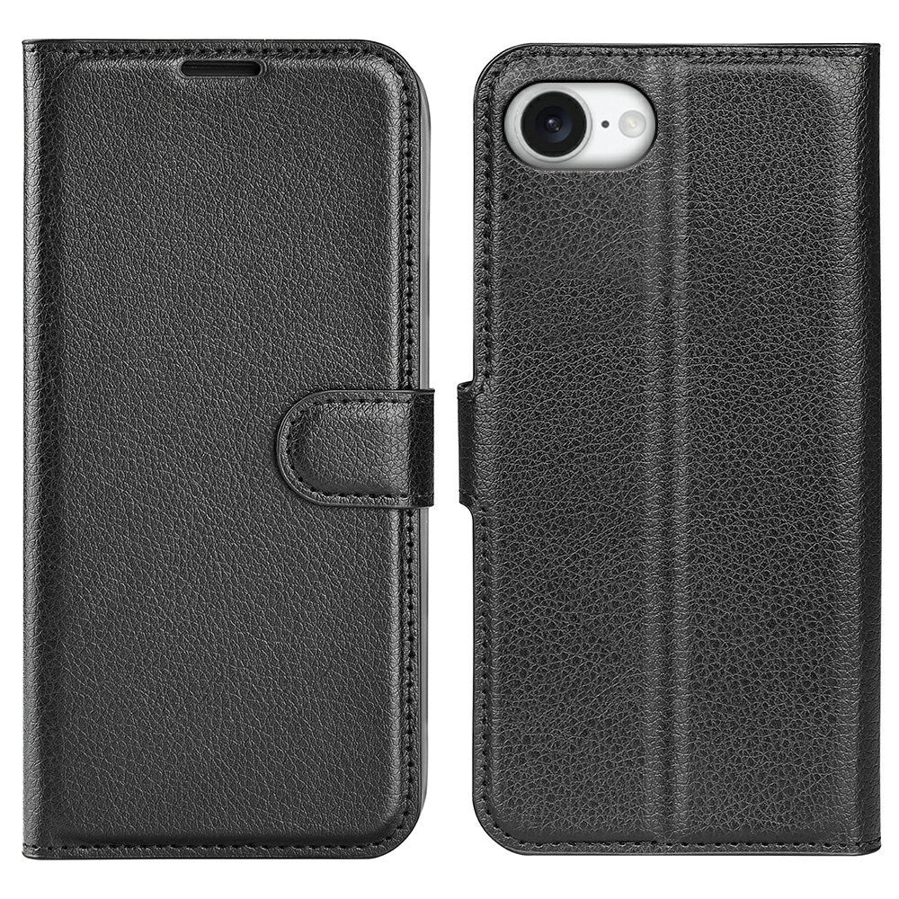 EIDERWOOD iPhone 17e / 16e Kunstlæder Flip Cover m. Kortholder & Ståfunktion - Sort