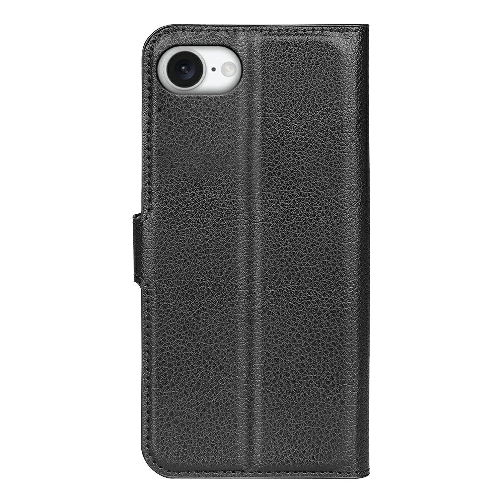 EIDERWOOD iPhone 17e / 16e Kunstlæder Flip Cover m. Kortholder & Ståfunktion - Sort