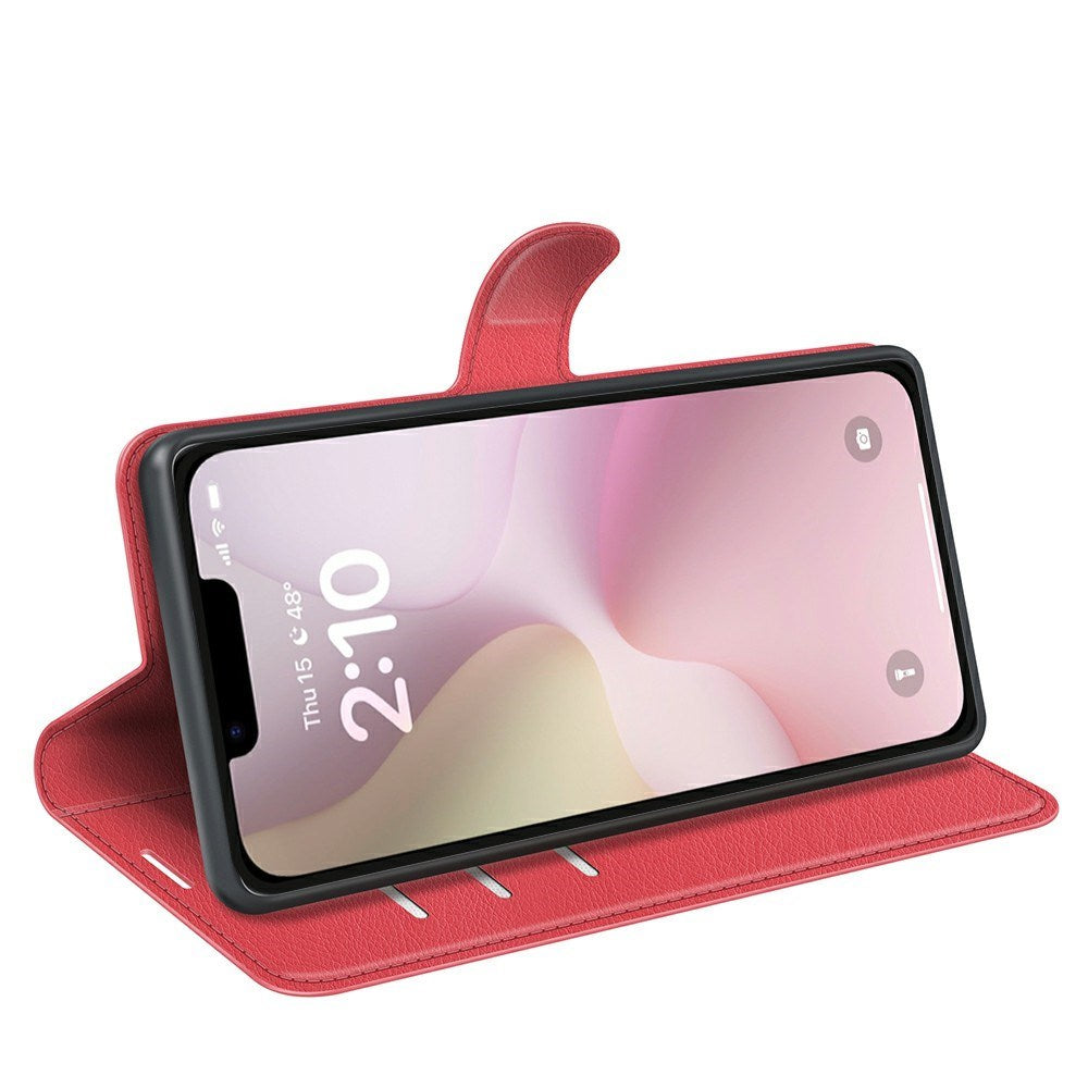 EIDERWOOD iPhone 17e / 16e Kunstlæder Flip Cover m. Kortholder & Ståfunktion - Rød