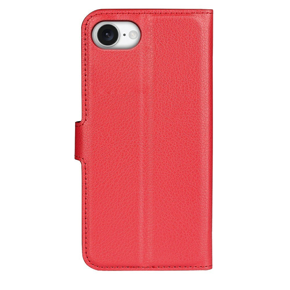 EIDERWOOD iPhone 17e / 16e Kunstlæder Flip Cover m. Kortholder & Ståfunktion - Rød