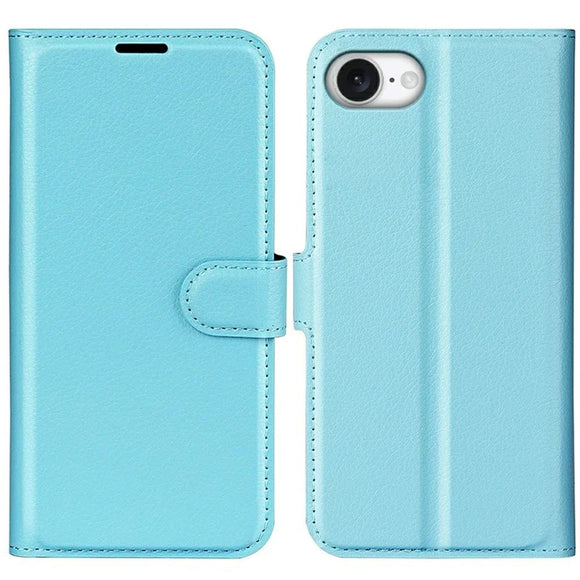 EIDERWOOD iPhone 17e / 16e Kunstlæder Flip Cover m. Kortholder & Ståfunktion - Blå