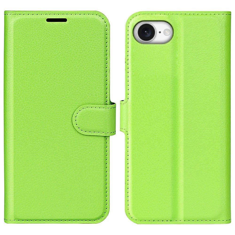 EIDERWOOD iPhone 17e / 16e Kunstlæder Flip Cover m. Kortholder & Ståfunktion - Grøn