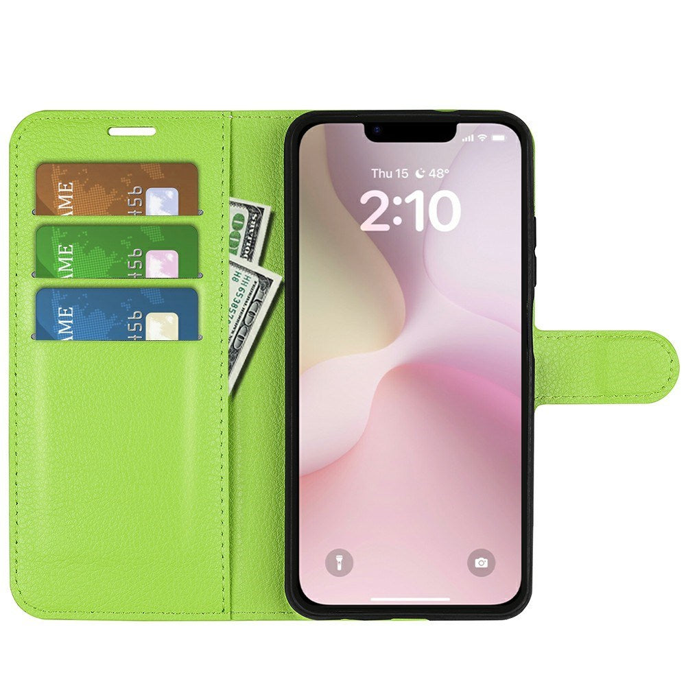EIDERWOOD iPhone 17e / 16e Kunstlæder Flip Cover m. Kortholder & Ståfunktion - Grøn