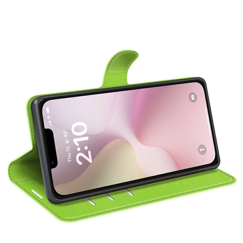 EIDERWOOD iPhone 17e / 16e Kunstlæder Flip Cover m. Kortholder & Ståfunktion - Grøn