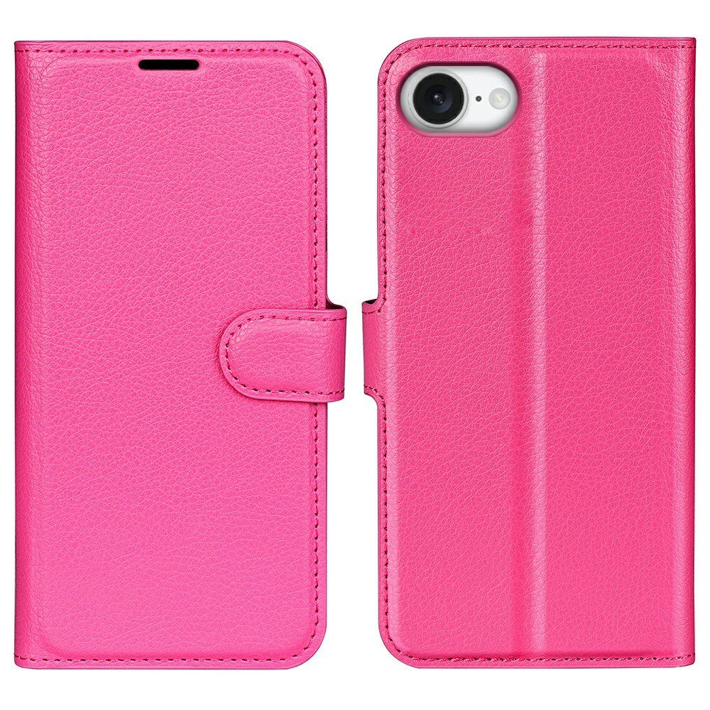 EIDERWOOD iPhone 17e / 16e Kunstlæder Flip Cover m. Kortholder & Ståfunktion - Pink