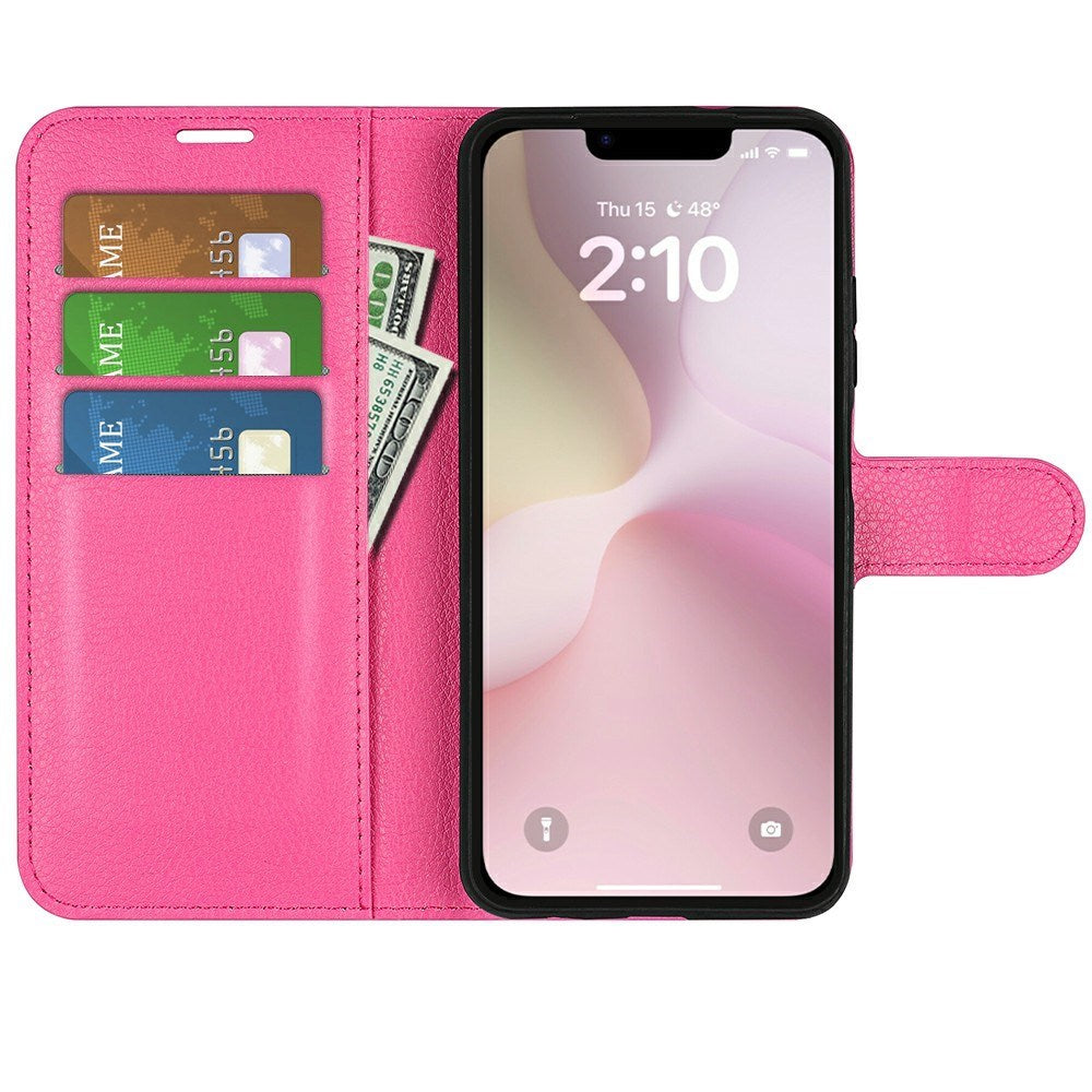 EIDERWOOD iPhone 17e / 16e Kunstlæder Flip Cover m. Kortholder & Ståfunktion - Pink