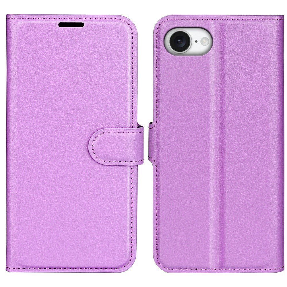 EIDERWOOD iPhone 17e / 16e Kunstlæder Flip Cover m. Kortholder & Ståfunktion - Lilla