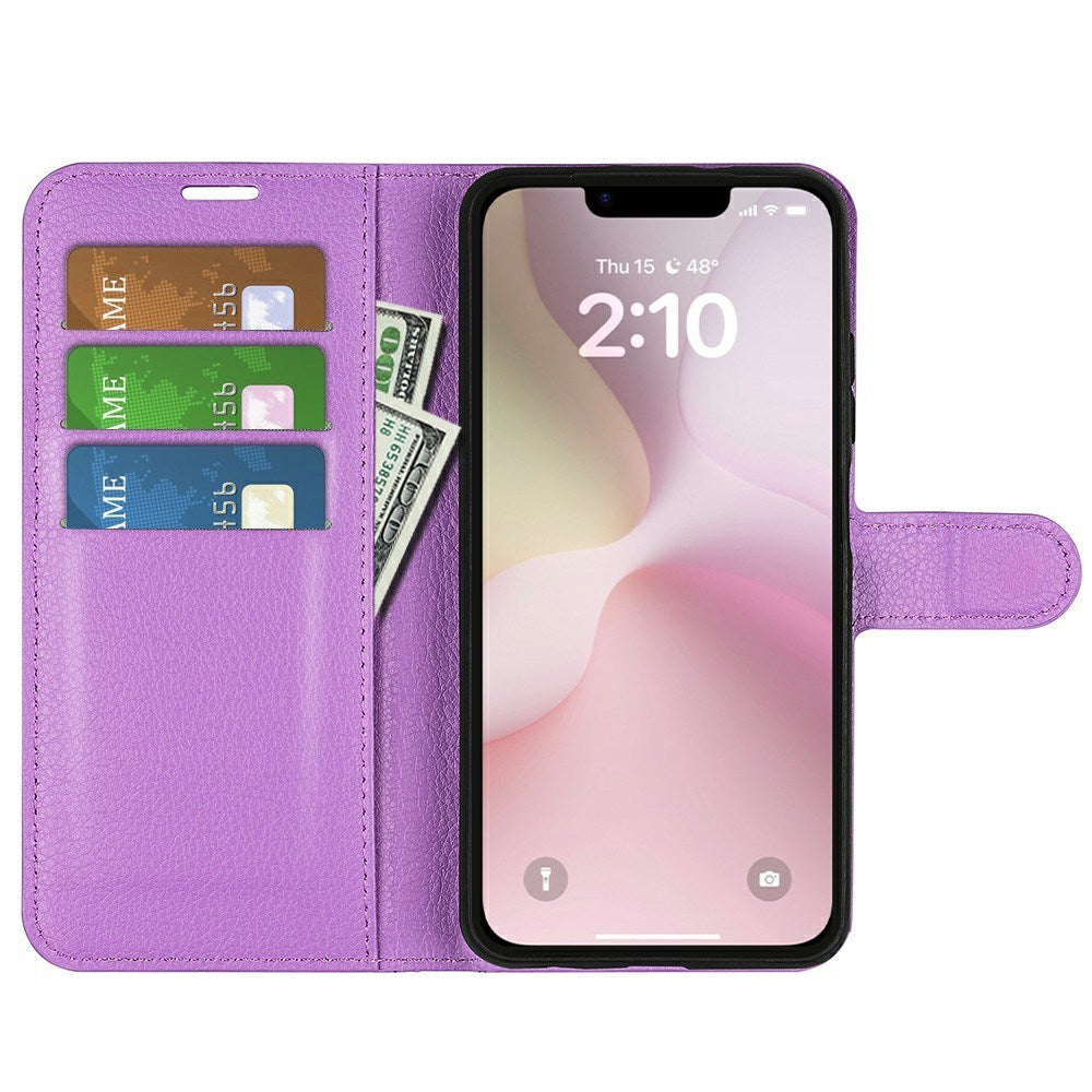 EIDERWOOD iPhone 17e / 16e Kunstlæder Flip Cover m. Kortholder & Ståfunktion - Lilla