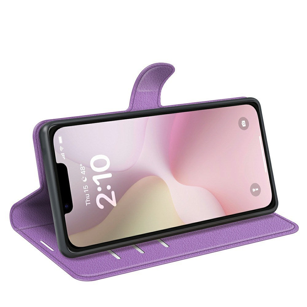EIDERWOOD iPhone 17e / 16e Kunstlæder Flip Cover m. Kortholder & Ståfunktion - Lilla